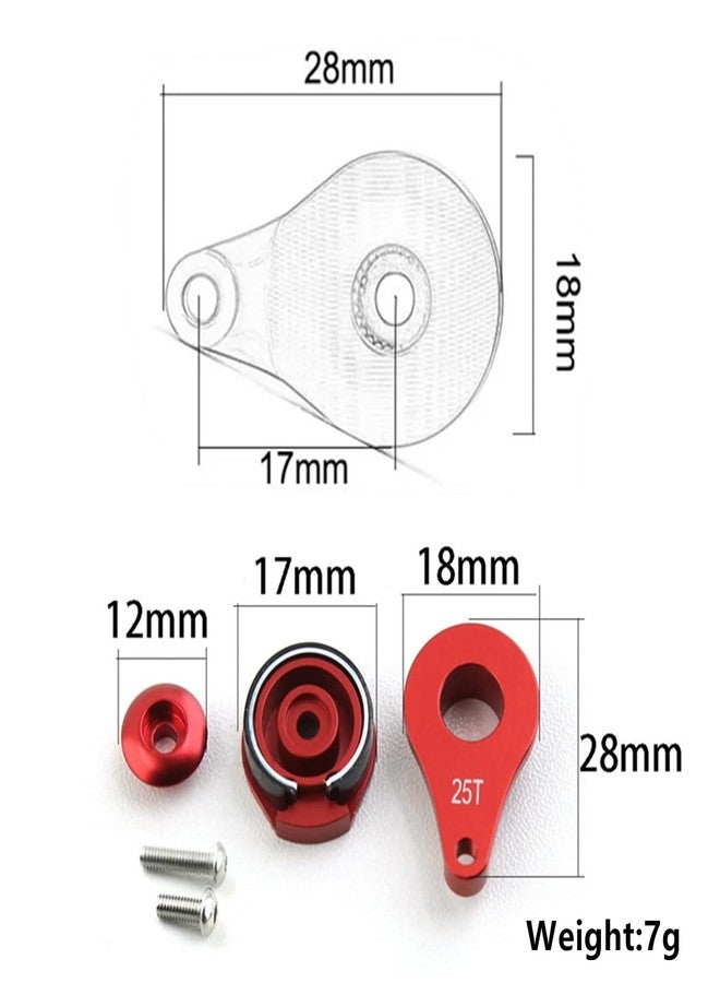 UURCSKY 2 Sets Aluminum 25T Servo Saver 1 Hole Adjustable Hi-Torque Servo Horn for 1/10 SCX10 Capra TRX4 TRX6 RC Car Crawler Boat Parts (Red) - Image 4